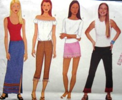 6570 BUTTERICK LO-RISE PANTS, MICRO-  MINI-  MAXI SKIRT PATTERN 6-10,12-16